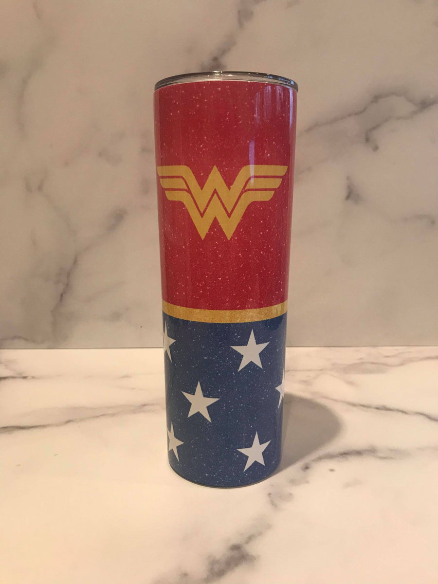 Wonder Woman tumbler Glitter Stainless steel tumbler. – Backwood