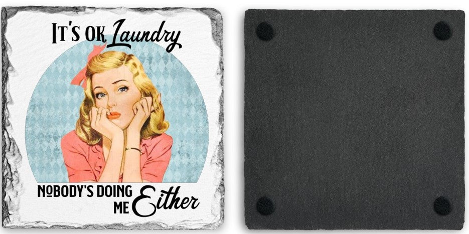 Coaster | It's Ok Laundry | Slate | Retro | The Good Life Creations