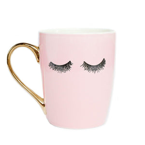 Pink Eyelashes Gold Coffee Mug | Drink all the Coffee | The Good Life Creations