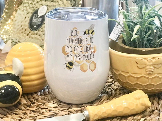 Bee Kind | Stainless Stemless Wine Tumbler | The Good Life Creations